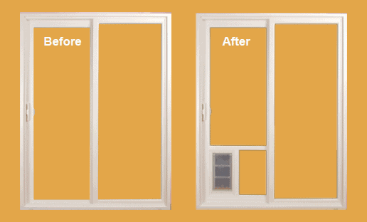 Pet Door Guys conversion kit before and after